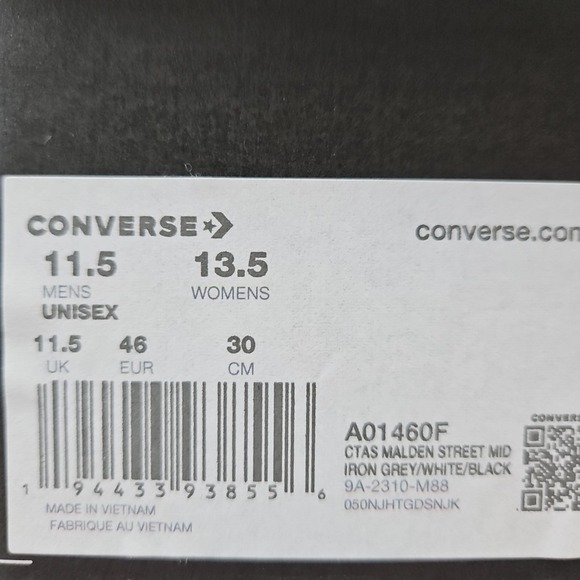 Converse Mens Size 11.5 Malden Street Mid Unisex‎ Sneaker Iron Grey A01460F New - Picture 7 of 7